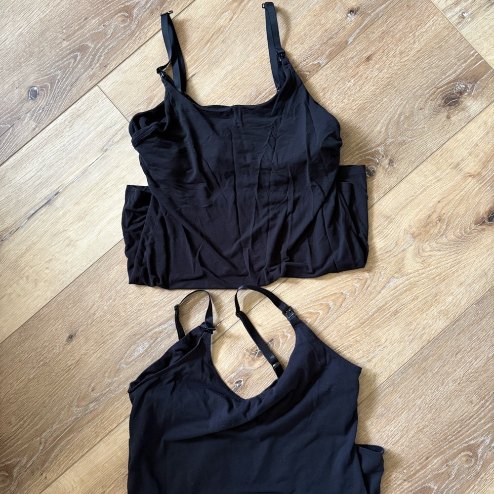 Bundle GAP/Old Navy Nursing Camis, Black, In-Built Shelf Bra, Cotton-Modal, GUC